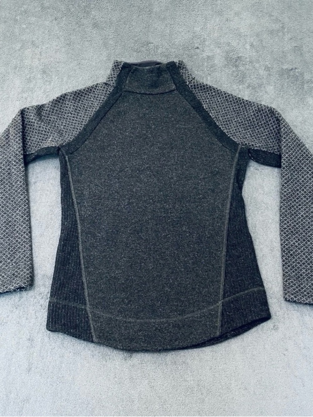 Prana Hiking Outdoor Sweater Womens S Wool Blend Pullover Gray Snap Collar